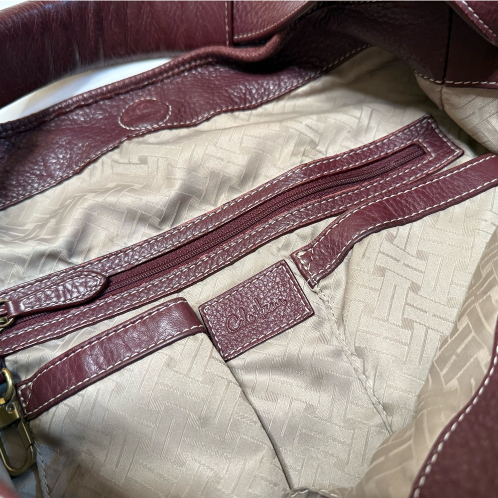 Cole Haan Burgundy Suede and Leather Bucket Shoulder Bag - Picture 10 of 10